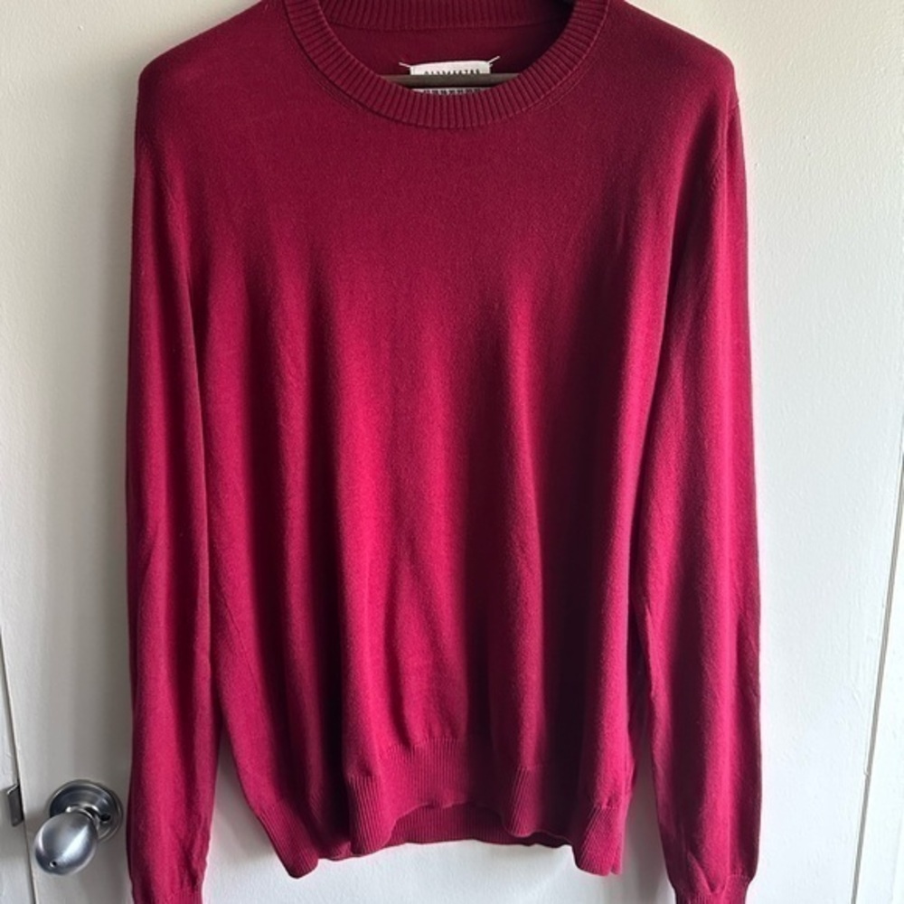 Maison Martin Margiela Red Wool and Leather Sweater